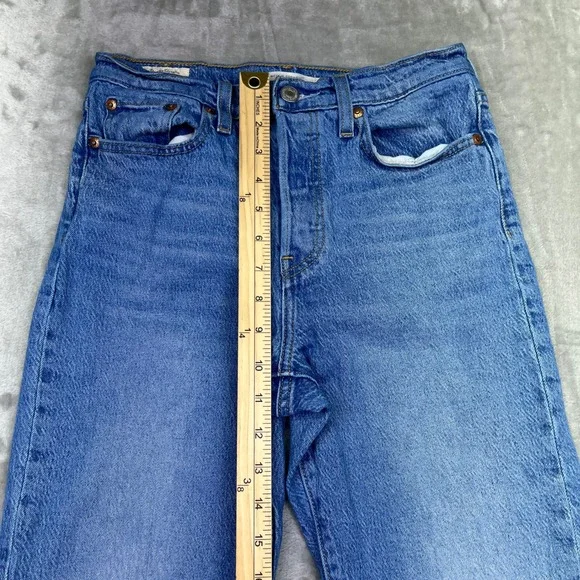 Levi's Wedgie Straight Jeans High Rise Button Fly Denim Casual Sz 26 Grunge Boho - Picture 2 of 14